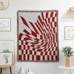 Blue Checkerboard Tapestry | Versatile Throw Blanket & Home Decor - POUEV