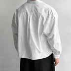 Nieuwe Britse Retro Mannen Gestreepte Shirts Trendy Losse Revers Vest Met Lange Mouwen Tops Herfst Vrije Tijd Hoge Kwaliteit Basic Blouse S-2XL