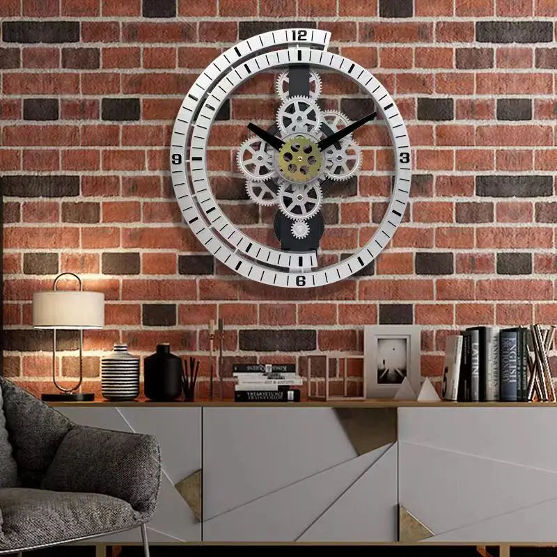 Industrial Gear Rotating Silent Wall Clock | Modern Design for Living Room & Office Art