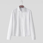Nieuwe Britse Retro Mannen Gestreepte Shirts Trendy Losse Revers Vest Met Lange Mouwen Tops Herfst Vrije Tijd Hoge Kwaliteit Basic Blouse S-2XL