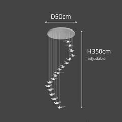 Pigeon LED Acrylic Pendant Lamp | Stair Chandelier - POUEV