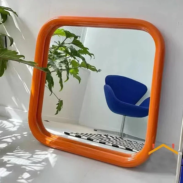 Modern Nordic Rectangular Vanity Mirror | Small Metal Frame Makeup & Decorative Mirror for Bedroom & Living Room - POUEV