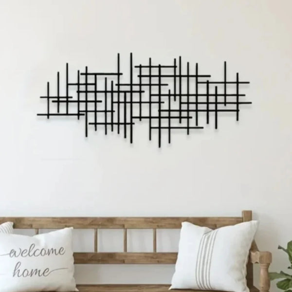 Abstract Grid Metal Wall Art Sculpture | Geometric Pattern Wall Decoration