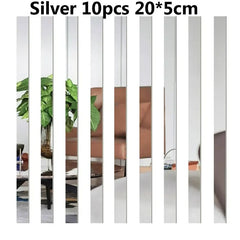 10-Piece 3D Acrylic Mirror Wall Stickers | DIY Decorative Mirror Decals for Home & Furniture - POUEV