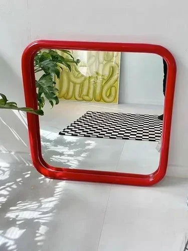 Modern Nordic Rectangular Vanity Mirror | Small Metal Frame Makeup & Decorative Mirror for Bedroom & Living Room - POUEV