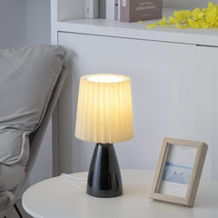 Tafellamp – Mid-Century Design – Plissé Kap & LED Verlichting