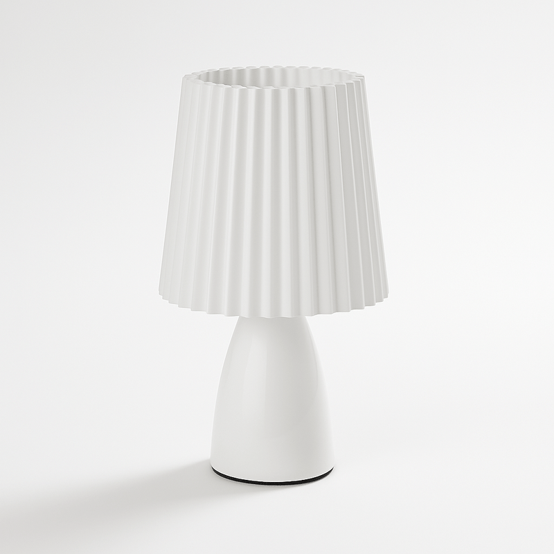 Tafellamp – Mid-Century Design – Plissé Kap & LED Verlichting