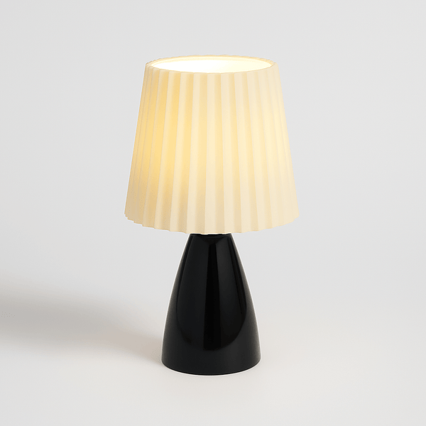 Tafellamp – Mid-Century Design – Plissé Kap & LED Verlichting