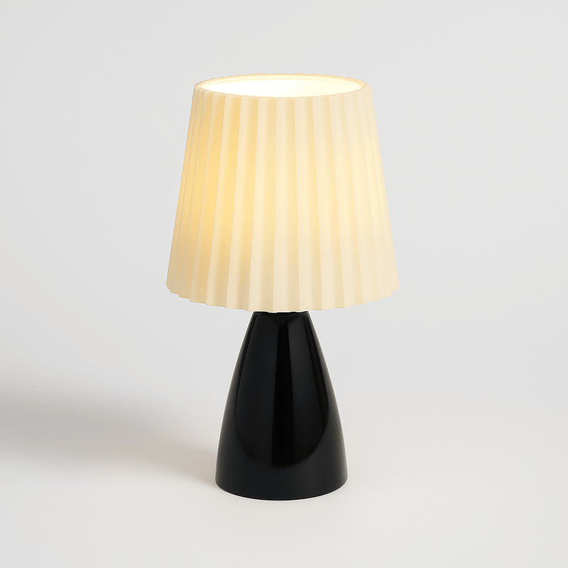 Tafellamp – Mid-Century Design – Plissé Kap & LED Verlichting