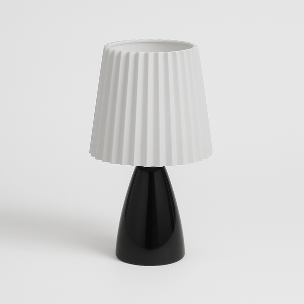 Tafellamp – Mid-Century Design – Plissé Kap & LED Verlichting