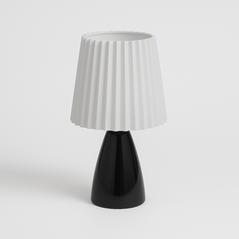 Tafellamp – Mid-Century Design – Plissé Kap & LED Verlichting