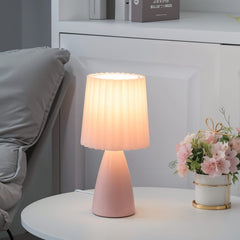 Tafellamp – Mid-Century Design – Plissé Kap & LED Verlichting
