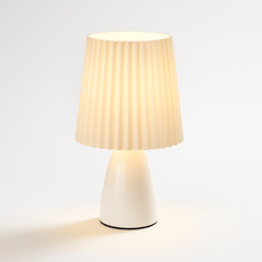 Tafellamp – Mid-Century Design – Plissé Kap & LED Verlichting