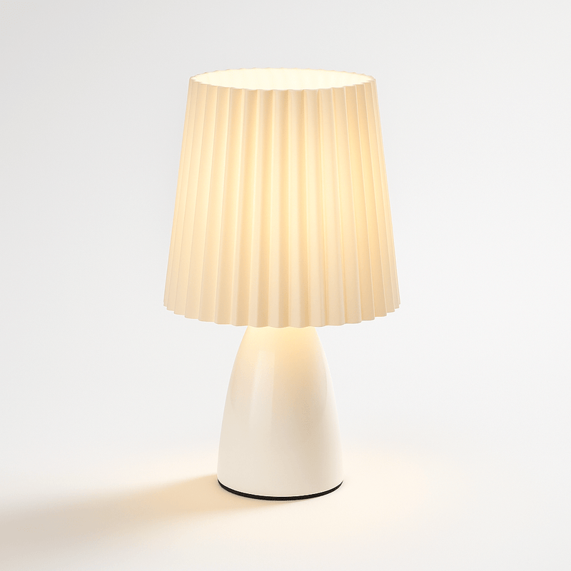 Tafellamp – Mid-Century Design – Plissé Kap & LED Verlichting