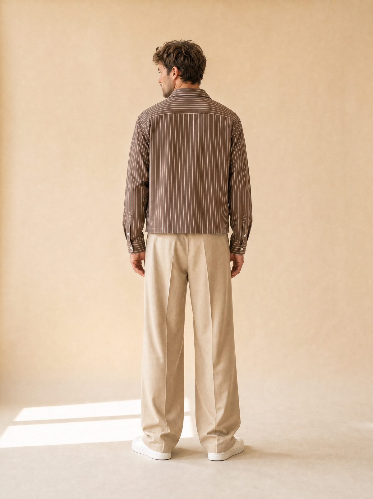 Casual shirt | Lange mouwen | Gestreept ontwerp - Bruin