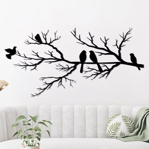 Metalen wanddecoratie – Vogels op tak – Duurzaam en decoratief ontwerp