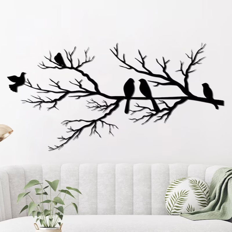 Metalen wanddecoratie – Vogels op tak – Duurzaam en decoratief ontwerp