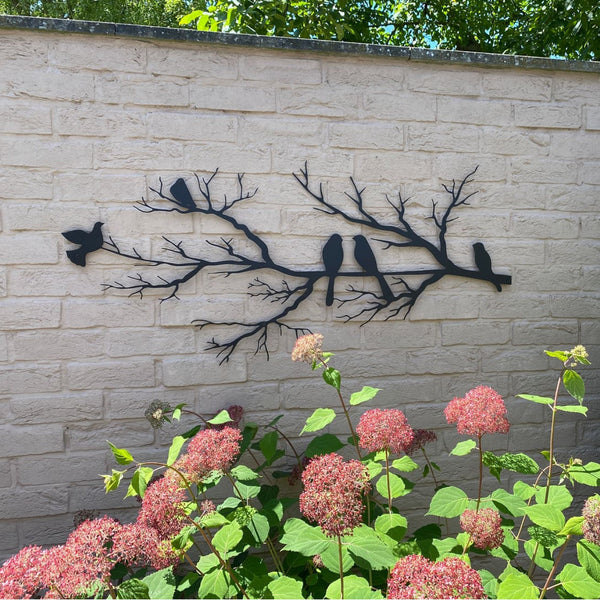 Metalen wanddecoratie – Vogels op tak – Duurzaam en decoratief ontwerp
