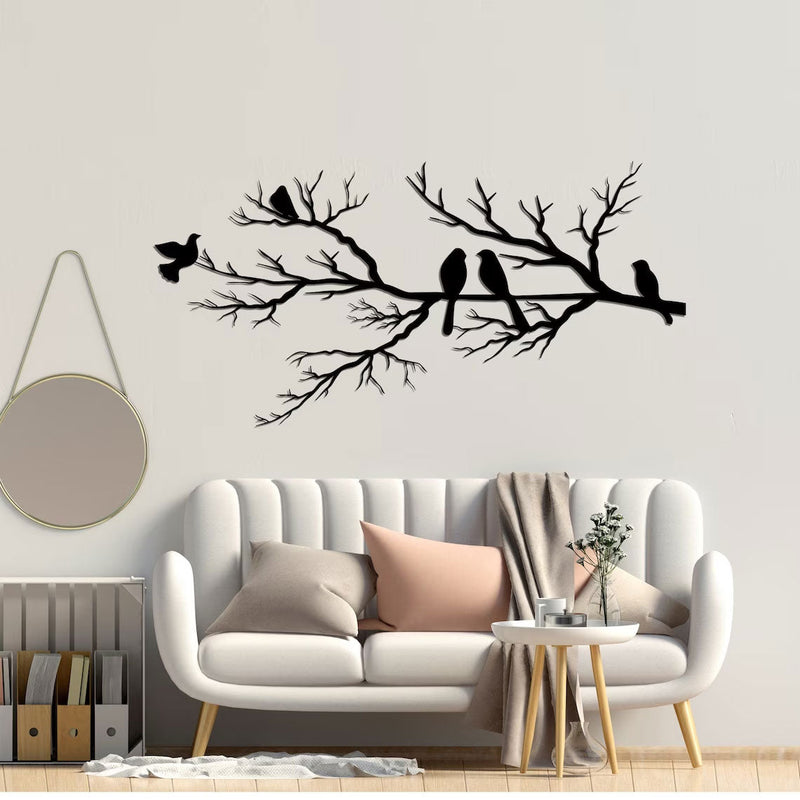 Metalen wanddecoratie – Vogels op tak – Duurzaam en decoratief ontwerp