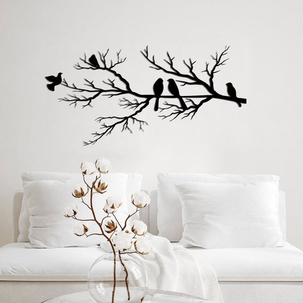 Metalen wanddecoratie – Vogels op tak – Duurzaam en decoratief ontwerp