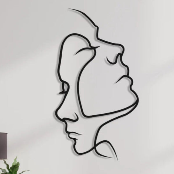 Metalen wanddecoratie – Twee Gezichten Design – Duurzaam Materiaal, Uniek Kunstwerk