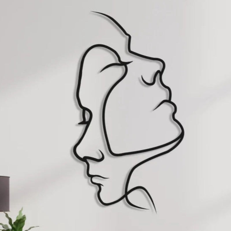 Metalen wanddecoratie – Twee Gezichten Design – Duurzaam Materiaal, Uniek Kunstwerk