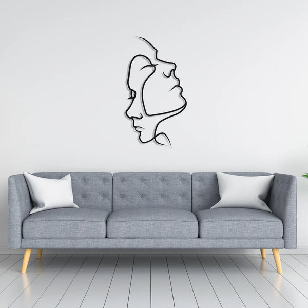 Metalen wanddecoratie – Twee Gezichten Design – Duurzaam Materiaal, Uniek Kunstwerk