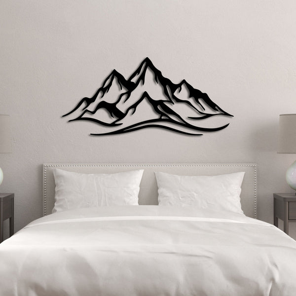Metalen wanddecoratie – Bergontwerp – Duurzaam materiaal, decoratief element