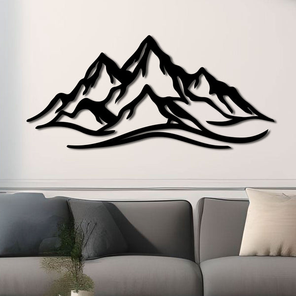 Metalen wanddecoratie – Bergontwerp – Duurzaam materiaal, decoratief element