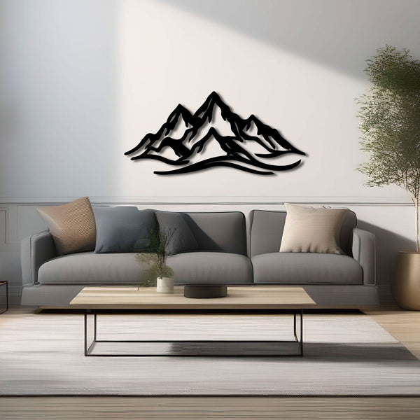 Metalen wanddecoratie – Bergontwerp – Duurzaam materiaal, decoratief element