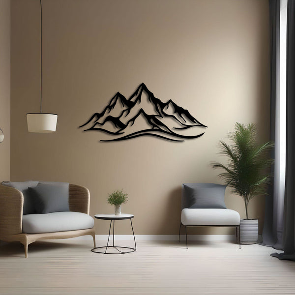 Metalen wanddecoratie – Bergontwerp – Duurzaam materiaal, decoratief element