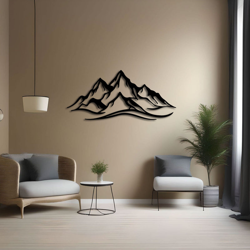 Metalen wanddecoratie – Bergontwerp – Duurzaam materiaal, decoratief element