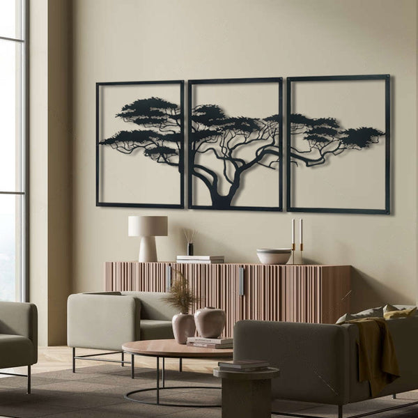 Metalen wanddecoratie – Afrikaanse boom design – Duurzaam en decoratief materiaal