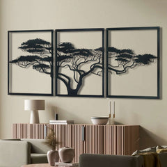 Metalen wanddecoratie – Afrikaanse boom design – Duurzaam en decoratief materiaal
