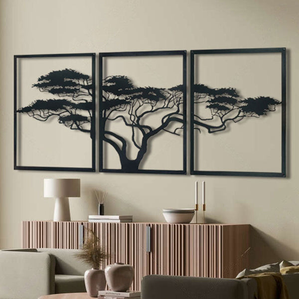 Metalen wanddecoratie – Afrikaanse boom design – Duurzaam en decoratief materiaal