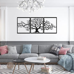 Metalen wanddecoratie | Drieluik ontwerp | Levensboom, geschikt voor binnengebruik