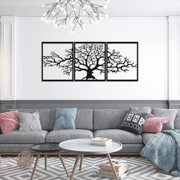 Metalen wanddecoratie | Drieluik ontwerp | Levensboom, geschikt voor binnengebruik