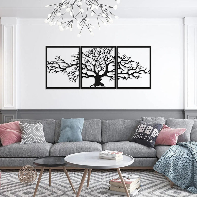 Metalen wanddecoratie | Drieluik ontwerp | Levensboom, geschikt voor binnengebruik