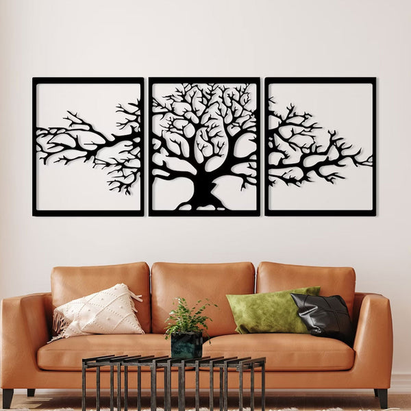 Metalen wanddecoratie | Drieluik ontwerp | Levensboom, geschikt voor binnengebruik