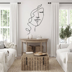 Metalen wanddecoratie – Vrouwelijk design met krullend haar – Duurzaam materiaal