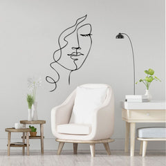 Metalen wanddecoratie – Vrouwelijk design met krullend haar – Duurzaam materiaal