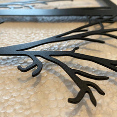 Metalen wanddecoratie | Boom en Uil | Duurzaam ontwerp voor interieurdecoratie