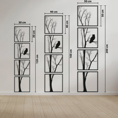 Metalen wanddecoratie | Boom en Uil | Duurzaam ontwerp voor interieurdecoratie