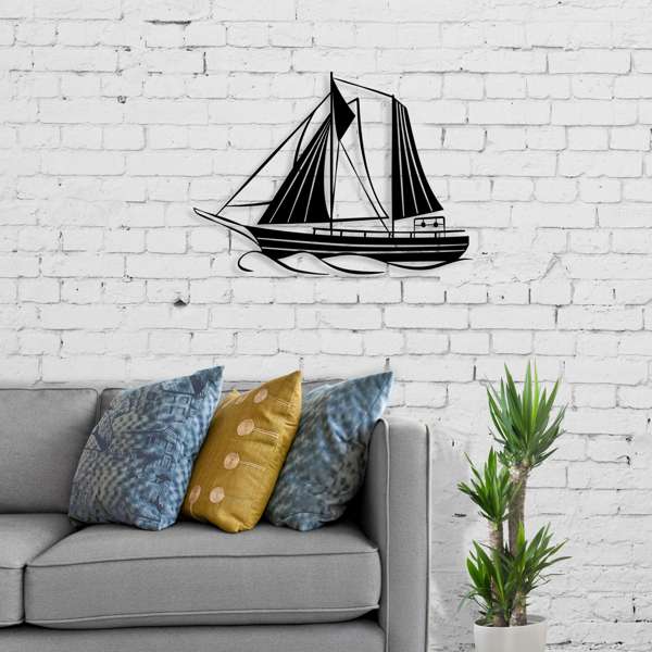 Metalen wanddecoratie – Zeilboot Ontwerp – Duurzaam Materiaal