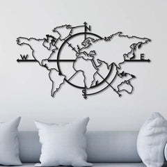Metalen wanddecoratie | Wereldkaart Design | Duurzaam Materiaal