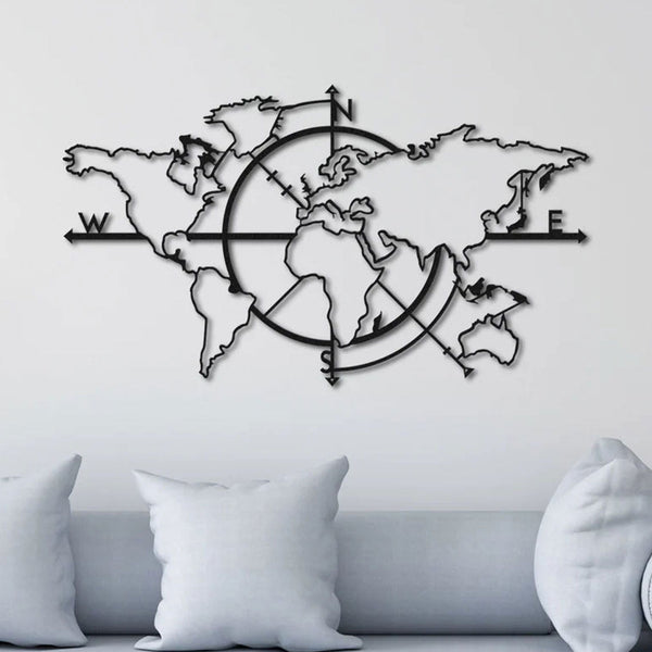 Metalen wanddecoratie | Wereldkaart Design | Duurzaam Materiaal