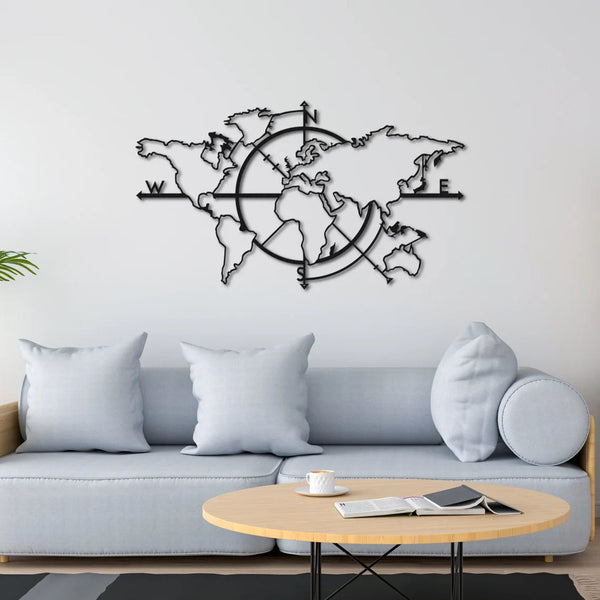 Metalen wanddecoratie | Wereldkaart Design | Duurzaam Materiaal