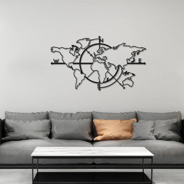 Metalen wanddecoratie | Wereldkaart Design | Duurzaam Materiaal