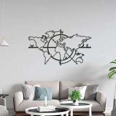Metalen wanddecoratie | Wereldkaart Design | Duurzaam Materiaal