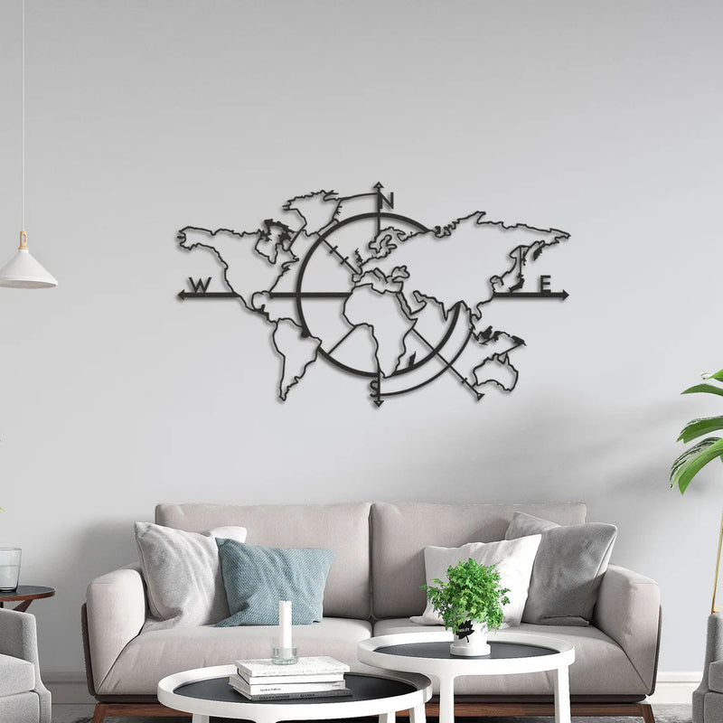 Metalen wanddecoratie | Wereldkaart Design | Duurzaam Materiaal